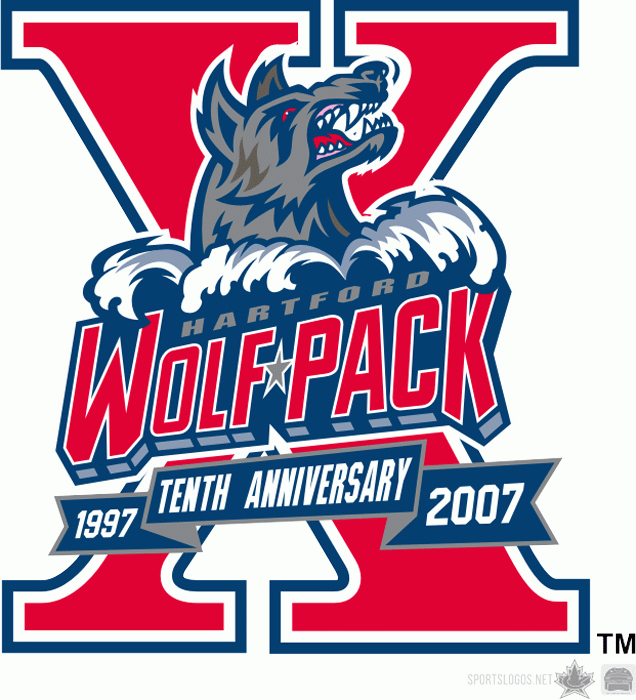 Hartford Wolf Pack 2006 07 Anniversary Logo iron on heat transfer